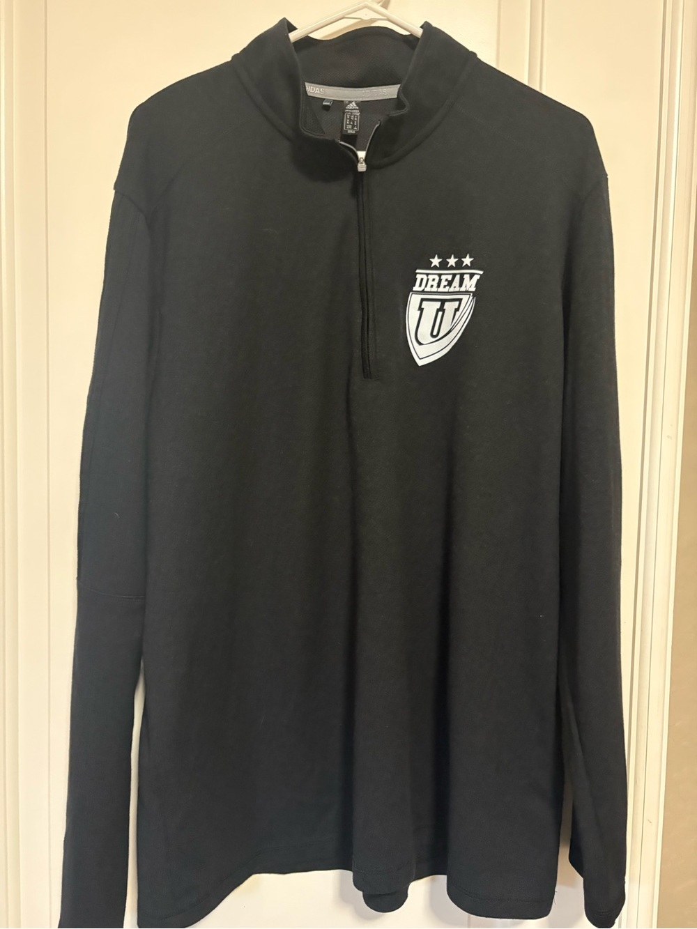 Adidas Men’s Black Quarter-Zip Pullover with White 'Dream U' Logo